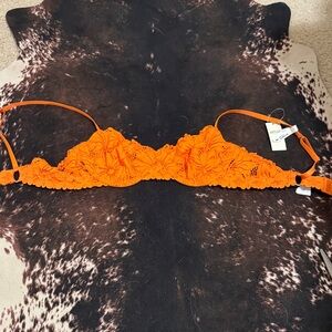 Aerie Bright Orange Lace Bralette